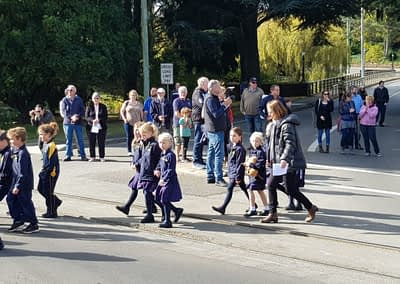 Students marching on ANZAC Day